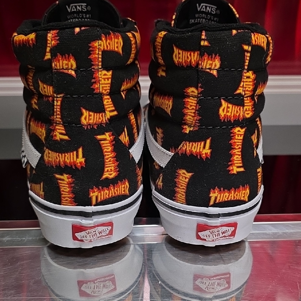 Vans Skate Sk8-Hi Thrasher Flame Black Multi Men’s 9 / Women’s 10.5 New - Picture 3 of 5